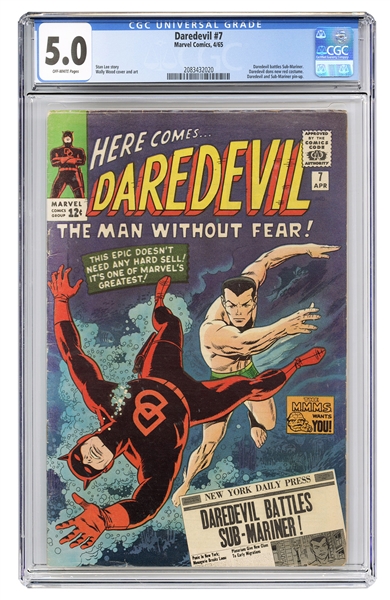  Daredevil #7. Marvel Comics, 1965. CGC 5.0 graded copy with...