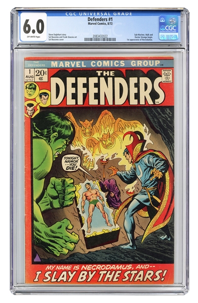  Defenders #1. Marvel Comics, 1972. CGC 6.0 graded copy with...