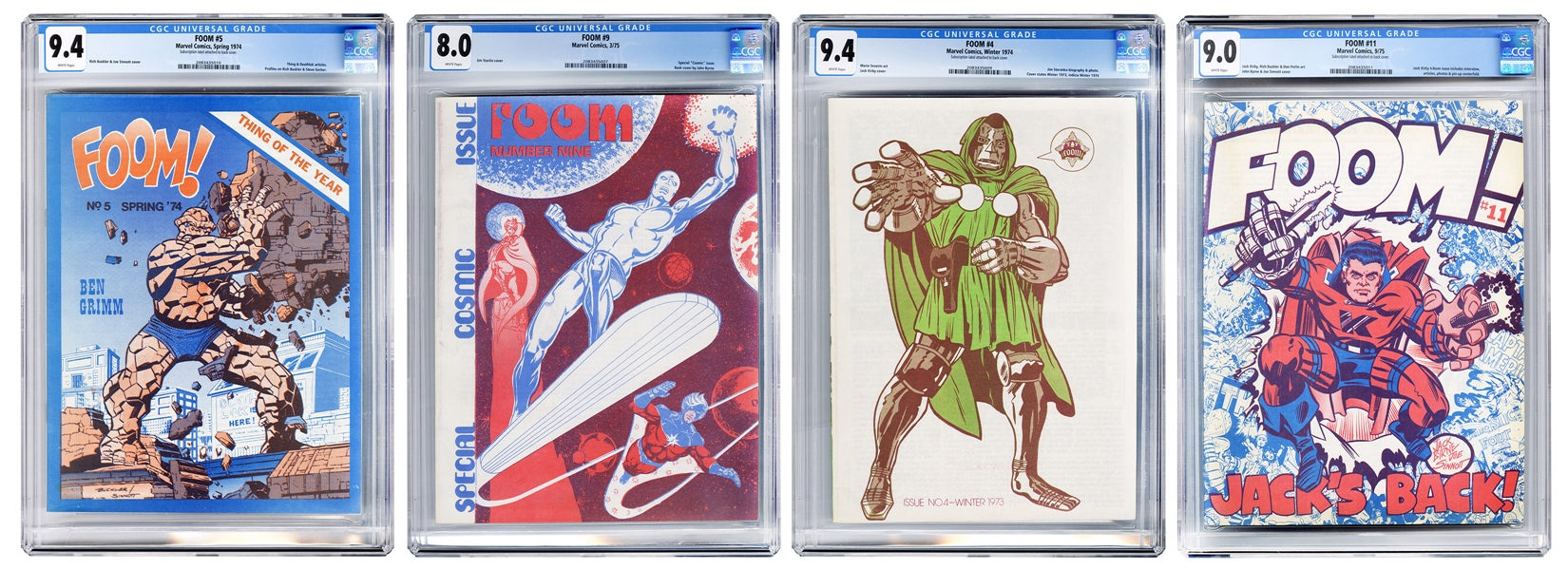  Foom #4, #5, #9, and #11. Marvel Comics, 1974/75. CGC grade...