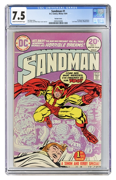  Sandman #1, [variant cover]. DC Comics, 1974. CGC 7.5 grade...