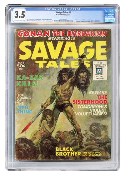  Savage Tales #1. Marvel Comics, 1971. CGC 3.5 graded copy w...