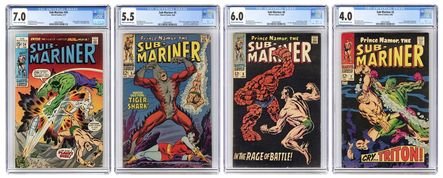  Sub-Mariner #2, #5, #8, and #34. Marvel Comics, 1968/71. CG...