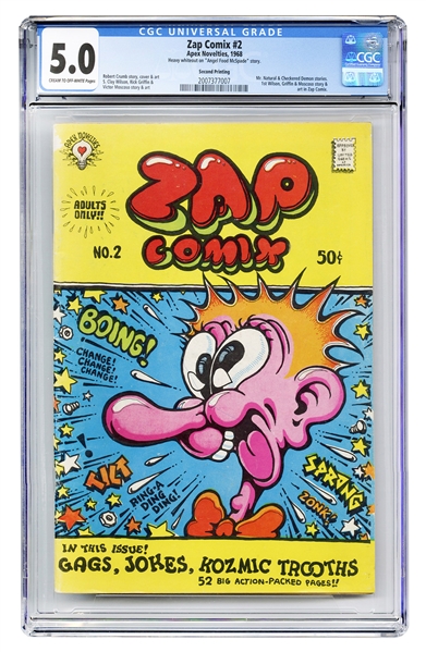  Zap Comix No. 2. Apex Novelties, 1968. Second printing. CGC...