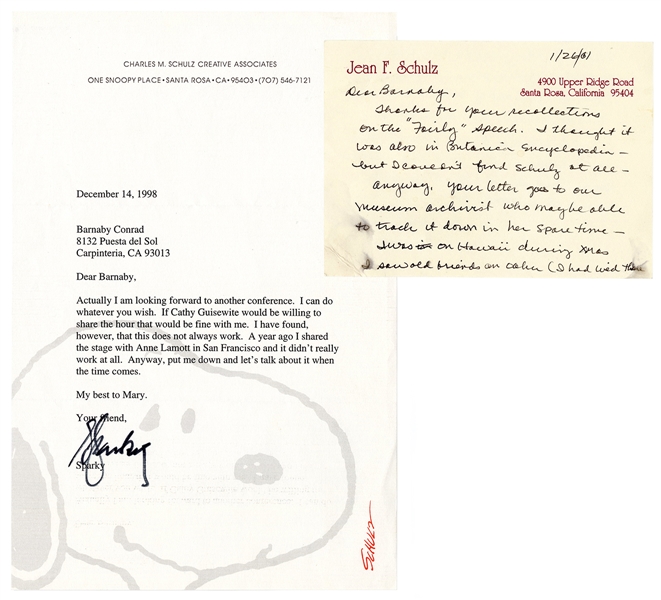  Charles Schulz Typed Letter Signed on Author’s Letterhead. ...