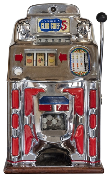  O.D. Jennings Club Chief 5 Cent Slot Machine. 1940s. 27 x 1...