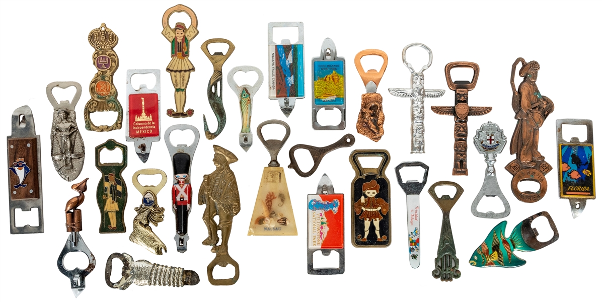  Lot of Approx. 30 Souvenir Bottle Openers. From various tra...