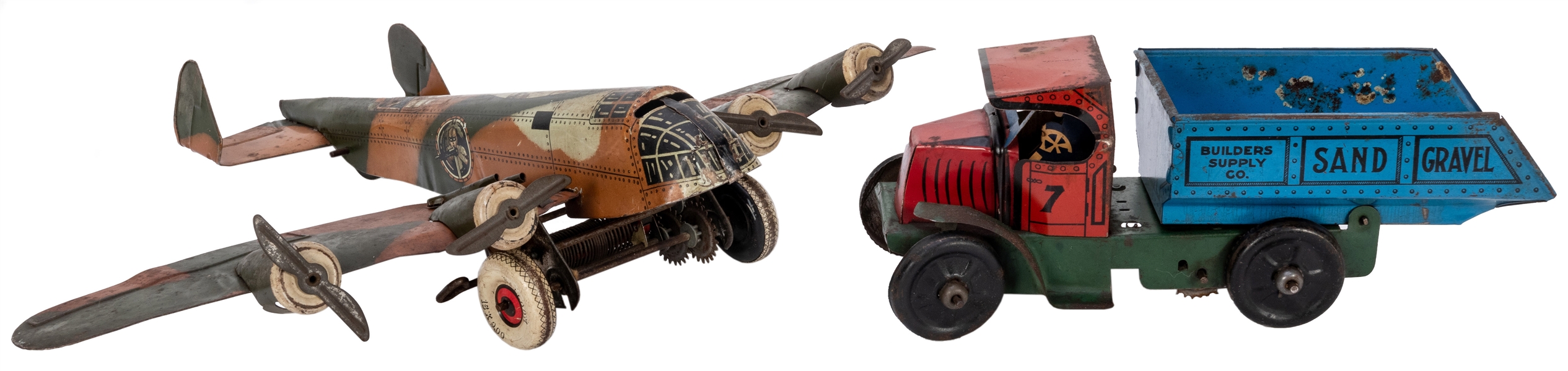  Two Marx Tin Litho Toys. Including a Marx military fighter ...