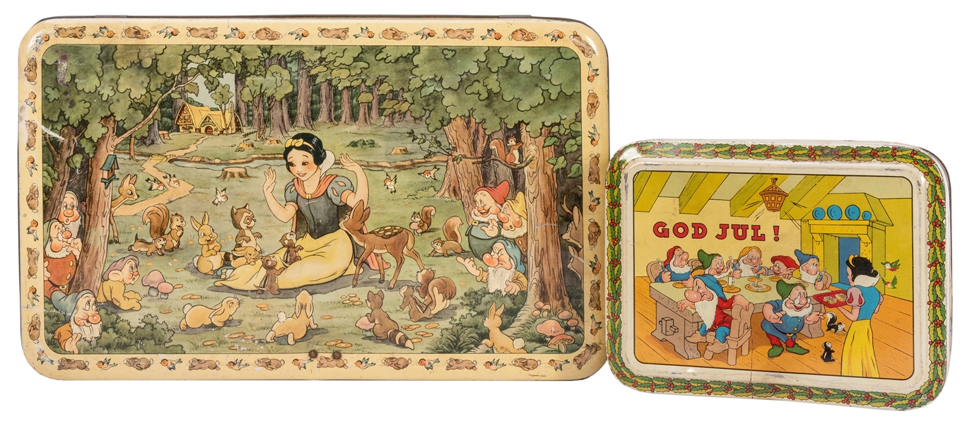  Snow White and the Seven Dwarfs Tins and Greeting Card. 193...