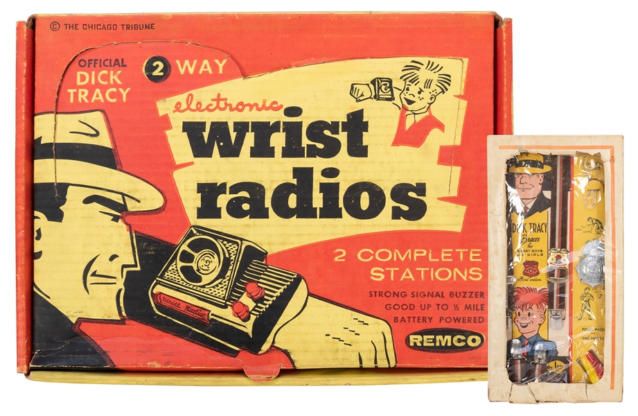  Dick Tracy Wrist Radios and Braces Set. Including Remco Wri...