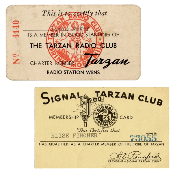  Tarzan Radio Club Membership Cards and Letter. Membership c...