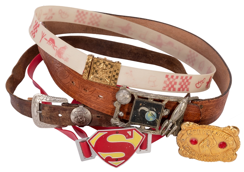 Lot of 5 Premium Belts and Buckles. Superman, Tom Mix, Buck...