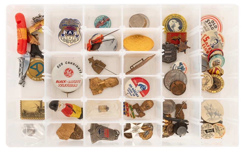  Vintage Premium Pins, Advertising, and Souvenirs. Bulk 1910...