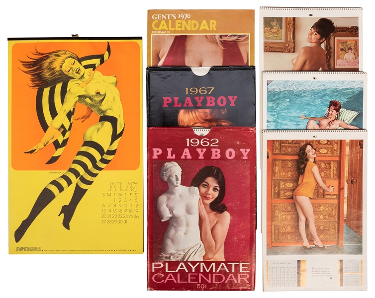  Five Vintage Pinup Calendars. 1962-1973. Includes four Play...