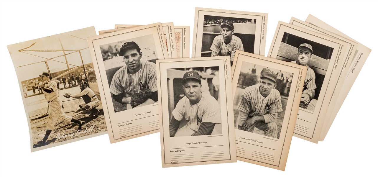  1940s Sports Exchange Yankees Picture Sheets. Lot of 10. In...