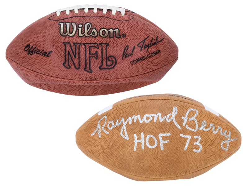  Jim Brown and Raymond Berry Signed Footballs. Includes a Wi...