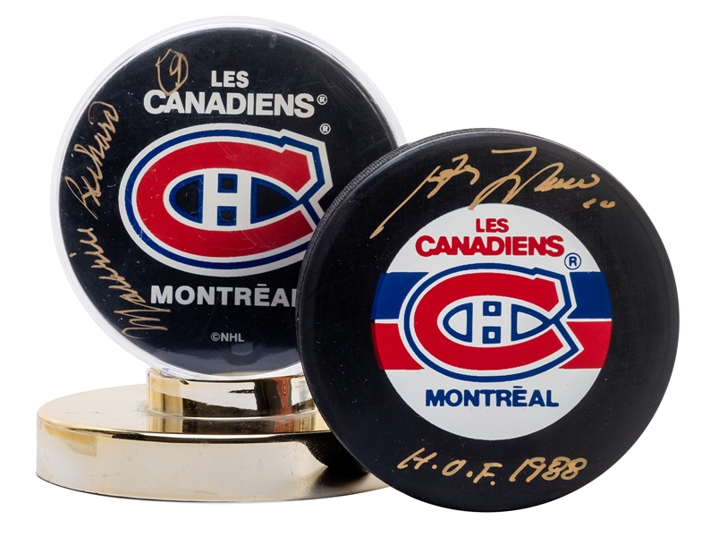  Maurice “Rocket” Richard and Guy Lafleur Signed Montreal Ho...