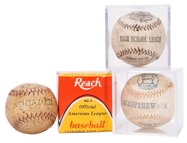  Four Early Baseballs with Team Affiliations. Circa 1910s/19...