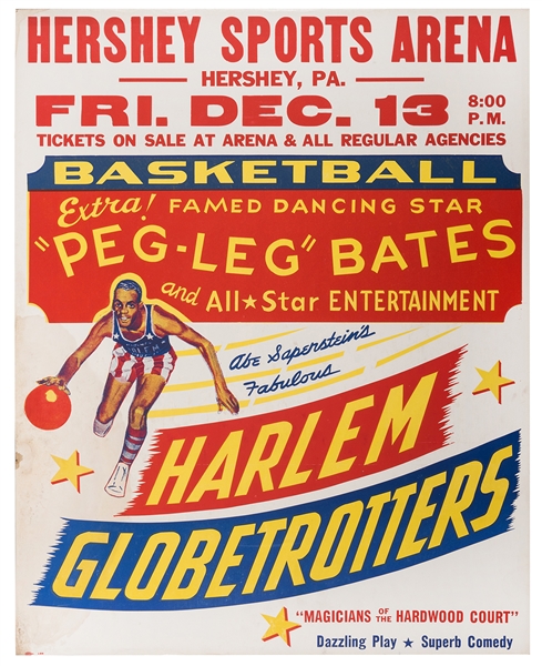  Harlem Globetrotters / “Peg Leg” Bates Poster. Original mul...