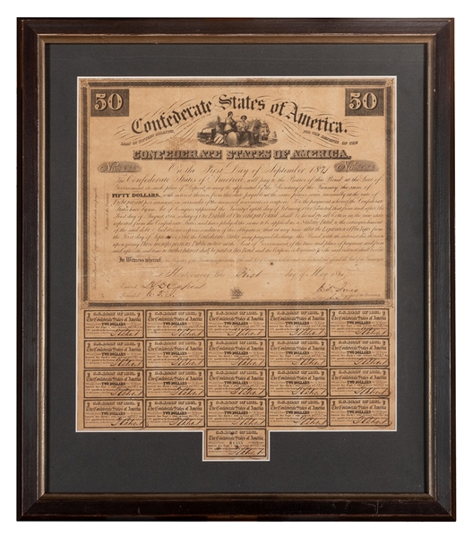  Confederate States of America Loan Certificate. Issued 18,...