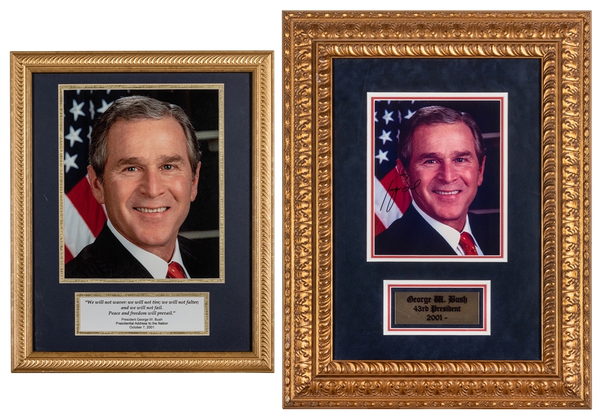  George W. Bush Signed Photograph. A colorful presidential p...