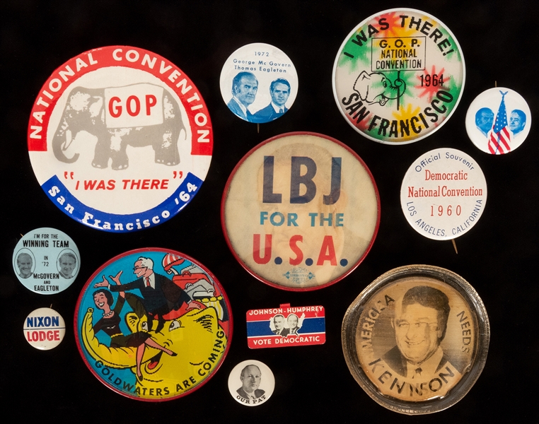  Group of 12 Political Buttons from the 1960s/70s. Includes ...