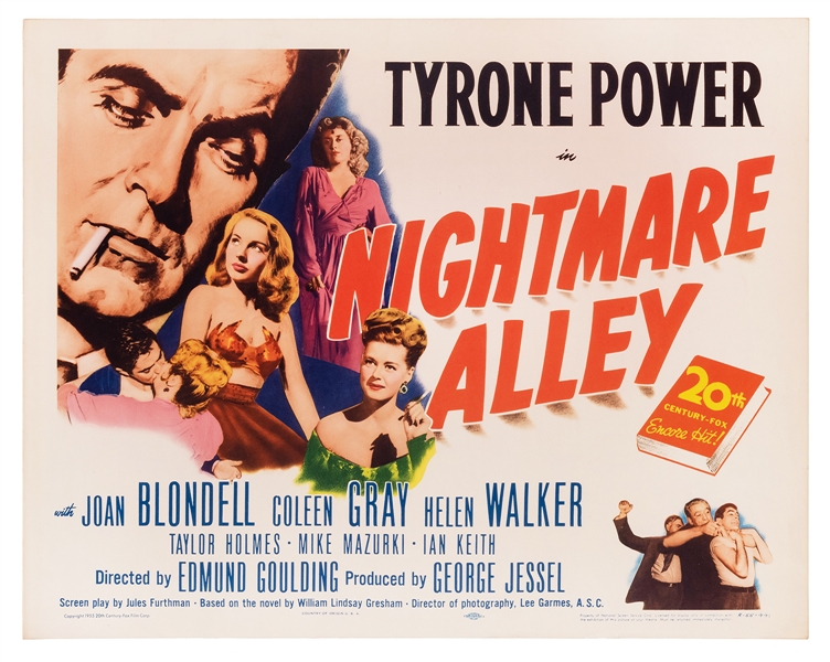  Nightmare Alley. R-1955. Half-sheet (22 x 28) re-release of...