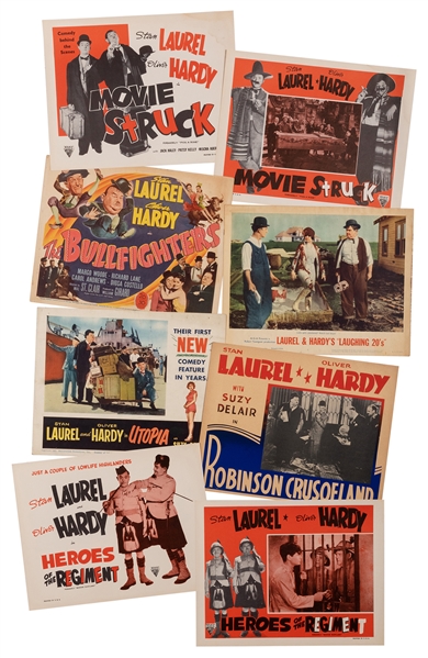  Laurel & Hardy Lobby Cards. Group of Over 25. Color lobby c...
