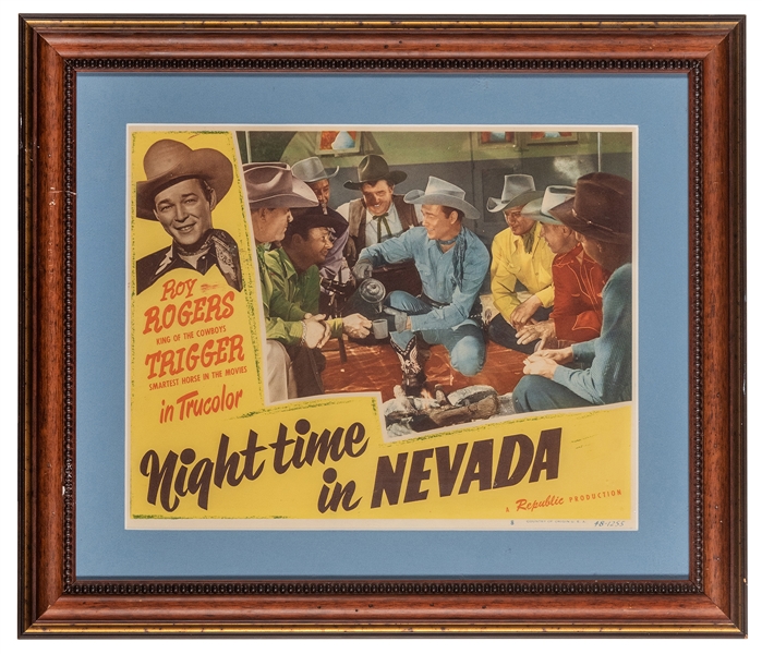  Nighttime in Nevada Lobby Card. Starring Roy Rogers. Framed...