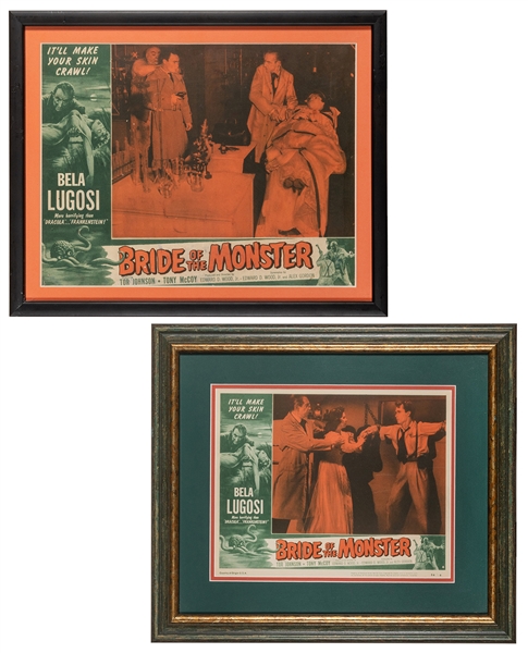  Pair of Bride of the Monster Lobby Cards. 1955. Original lo...
