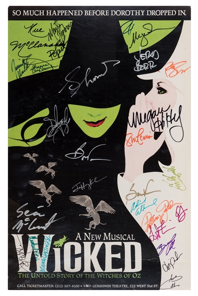  Rue McClanahan’s Cast Signed “Wicked” Window Card. New York...