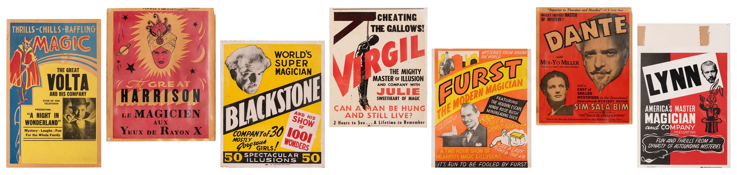  Group of 7 Magic Window Cards. Circa 1940s/60s. Including V...