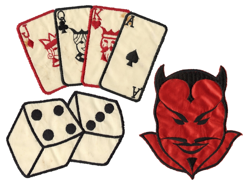  Three Gambling Related Silk Patches. Including fanned cards...