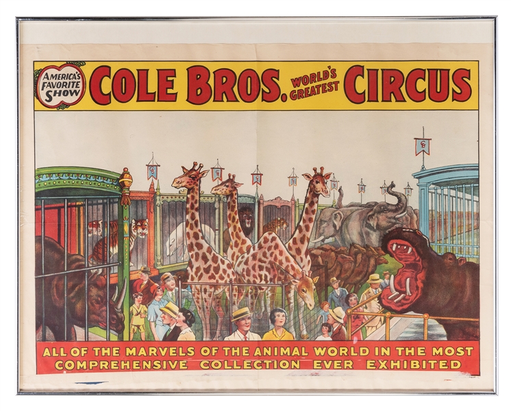  Cole Bros. Circus. Menagerie. Erie Litho, ca. 1930s. Color ...