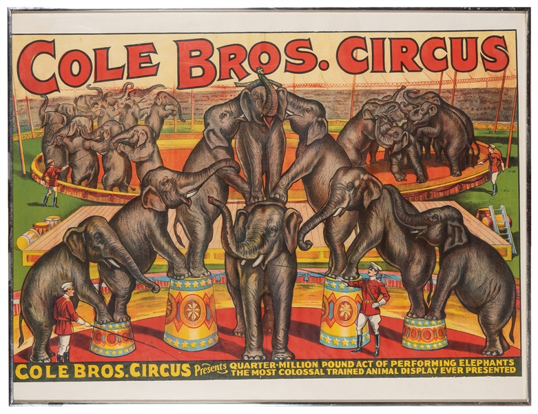  Cole Bros. Circus. Quarter Million Pound Act of Performing ...