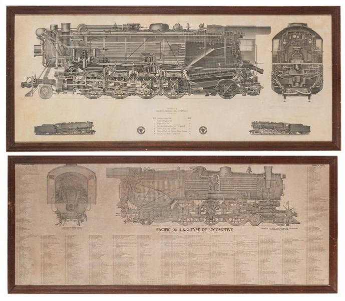  Two Large Framed Locomotive Diagrams / Charts. Including Pa...