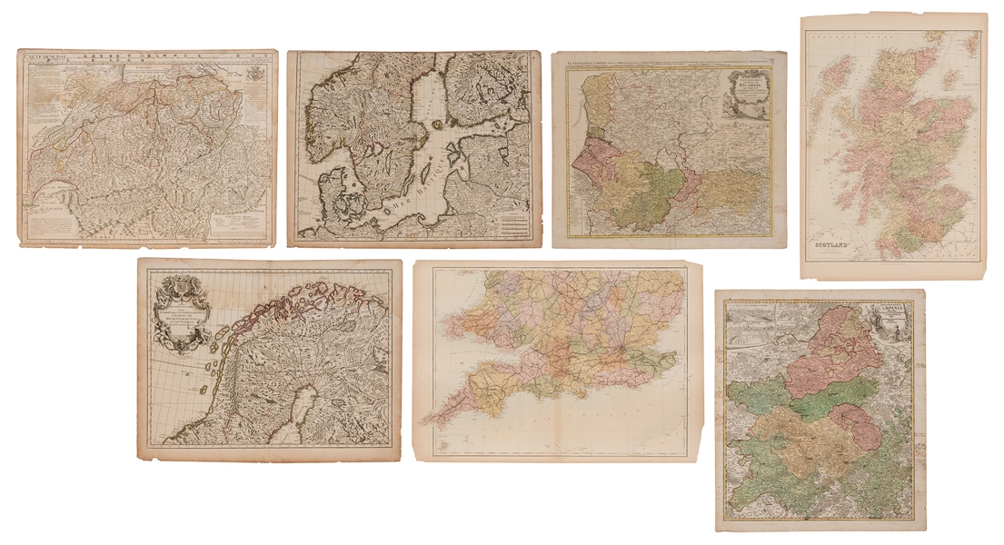  Group of Maps by Homann, De Lisle, and Buache. 18th century...