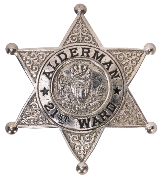  Obsolete Chicago Alderman 21st Ward Badge. 20th century. Si...