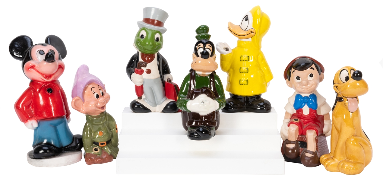  Group of Six Disney Character Water Pipes. Figural ceramic ...
