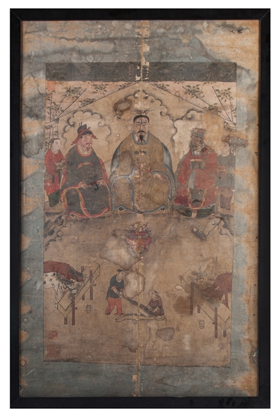  [China] Antique Large Chinese Ancestral Painting. 19th cent...