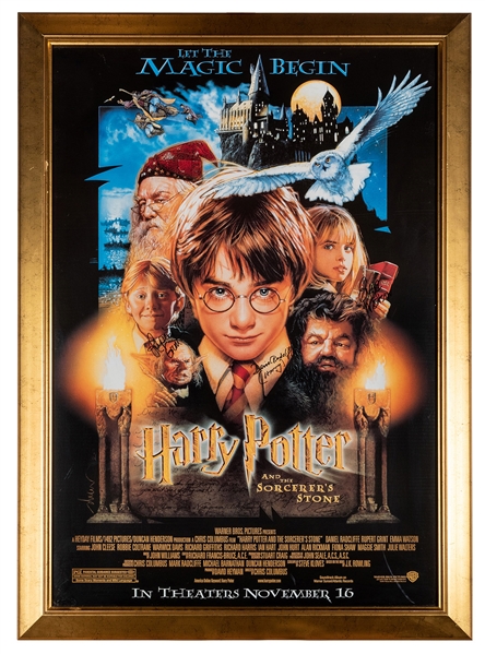  Harry Potter and Sorcerer’s Stone Cast Signed Movie Poster....