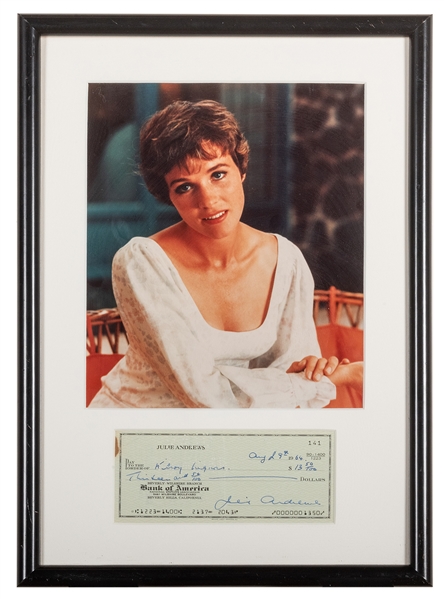  Julie Andrews Signed Check. Dated 1964. COA from Trish Auto...