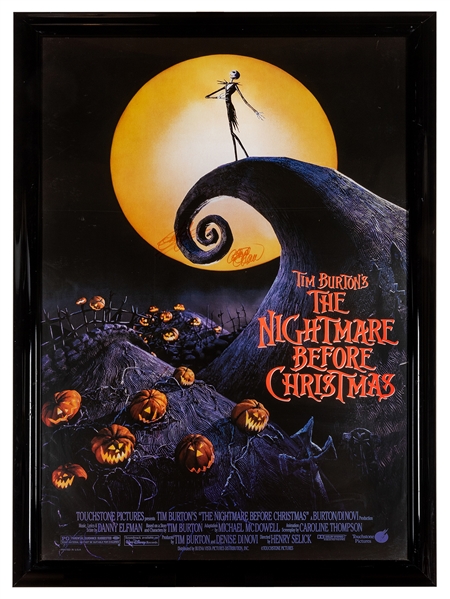  The Nightmare Before Christmas Cast Signed Movie Poster. Fr...