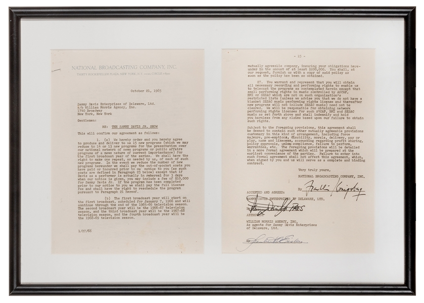 The Sammy Davis Jr. Show Contractual Agreement. The first a...