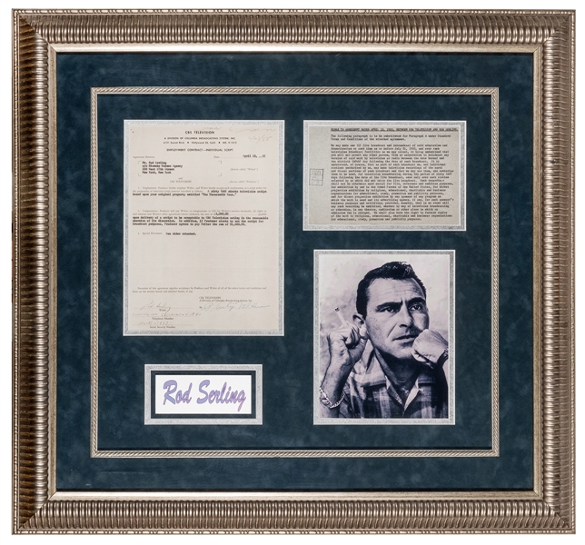 Rod Serling Signed Contract. An employment contract with CB...