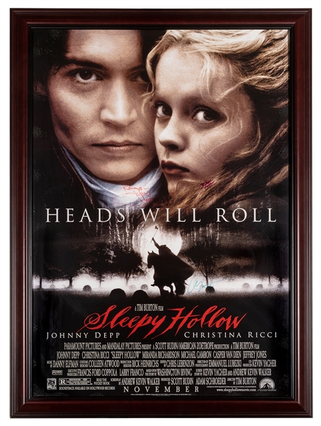  Sleepy Hollow Cast Signed Movie Poster. Signed by Johnny De...