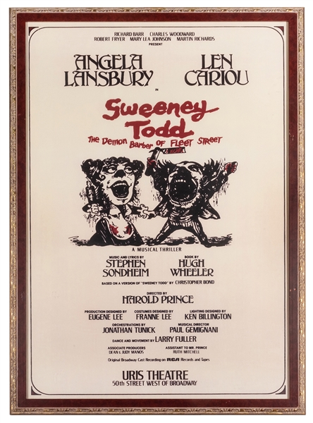  Sweeney Todd Stage Bill Poster. Framed 43 x 30”.