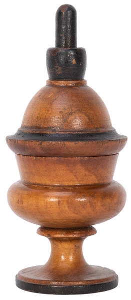  Color Changing Ball Vase. Circa 1900. Handsome turned woode...