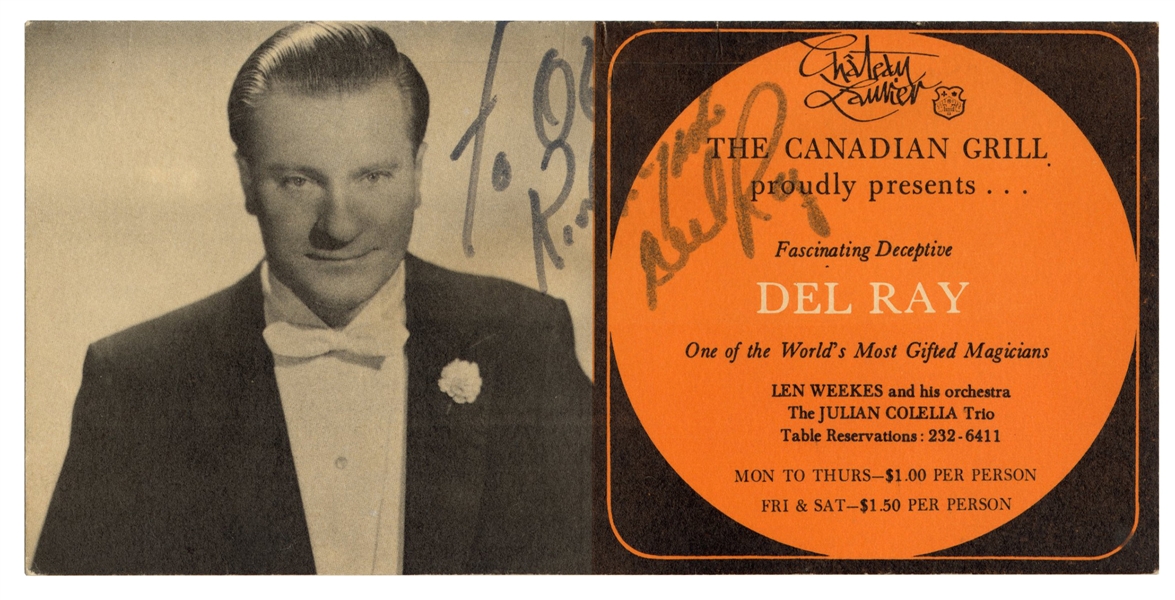  Del Ray (Raymond Petrosky). Del Ray Signed Table Tent. Pict...
