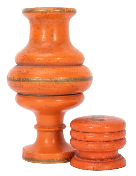  Dice Vase. Circa 1900. Turned wooden vase allows the magici...