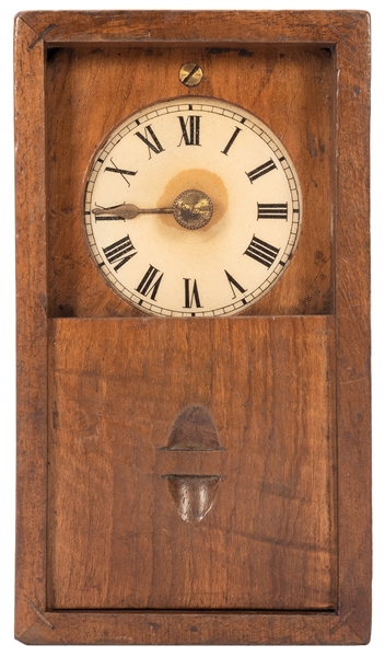  Wonder Clock. Circa 1920. Compact wooden case contains a cl...